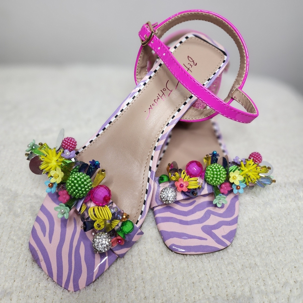Betsey Johnson Embellished Pink and Purple Sandals Size 6.5US NWOT